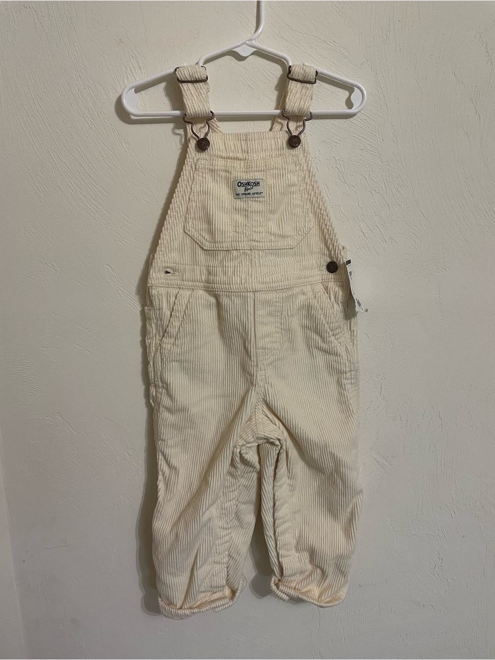 Cream OshKosh B’Gosh corduroy overalls 24 mo NWT